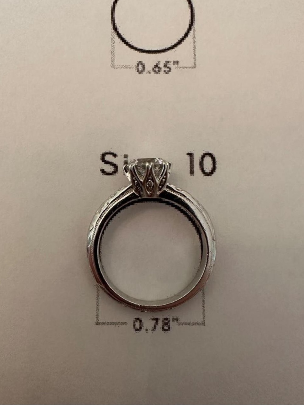 Tacori IV Diamonique 2 Carat Bloom Cut Solitaire Ring Platinum Clad Sterling 10 - Picture 10 of 10